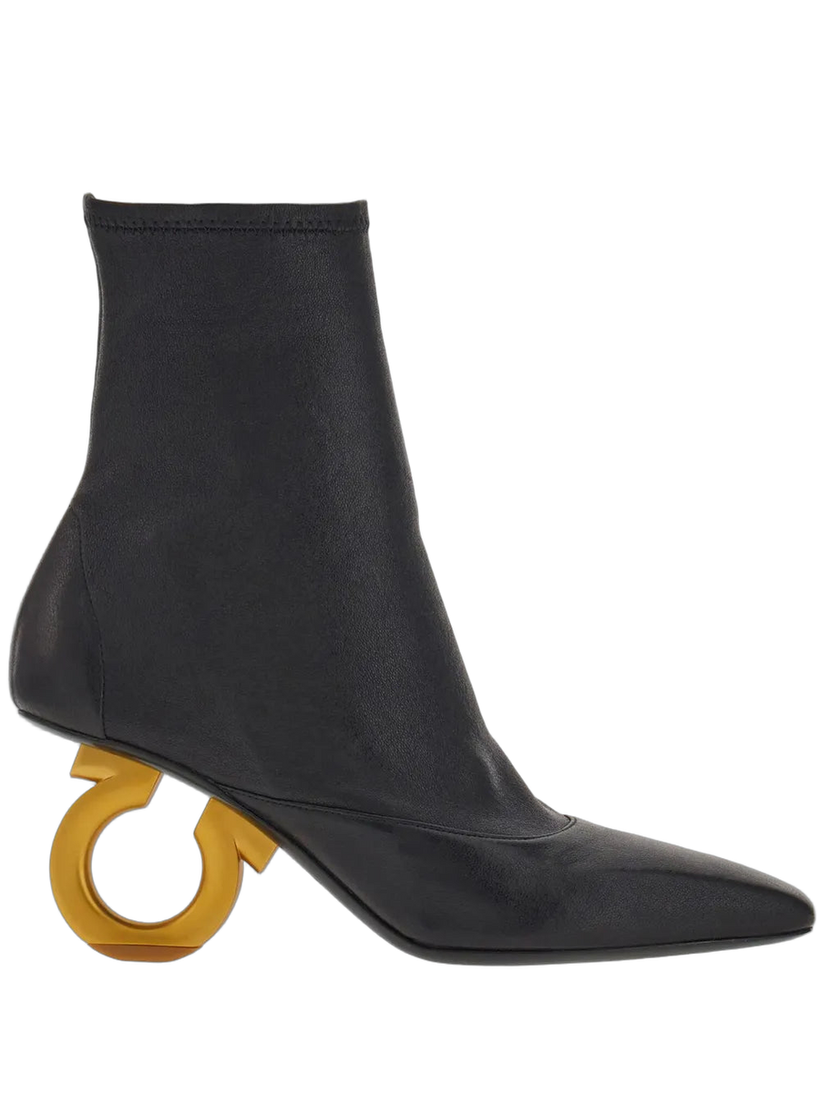 Ferragamo Lambskin ankle boot in black