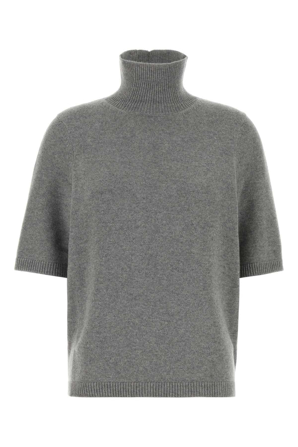 Grey Stretch Cashmere Blend Sweater Grischine Maglieria