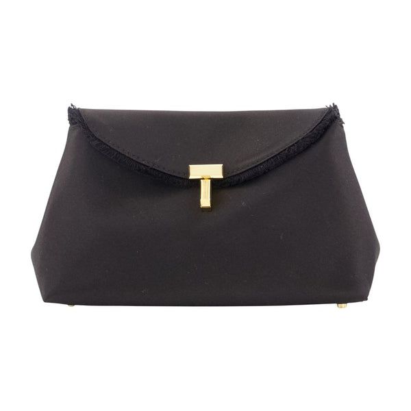 Mini T-Lock Frayed Clutch - Toteme Silk Black Bags / Clutches