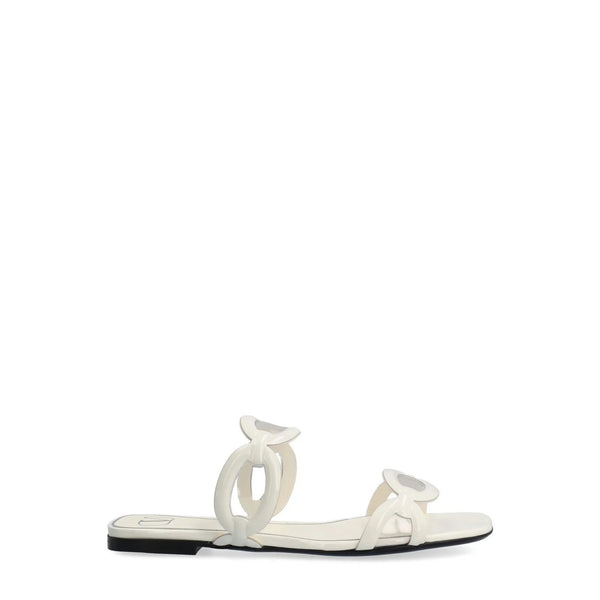 Valentino Garavani Calf leather with patent finish slides in white