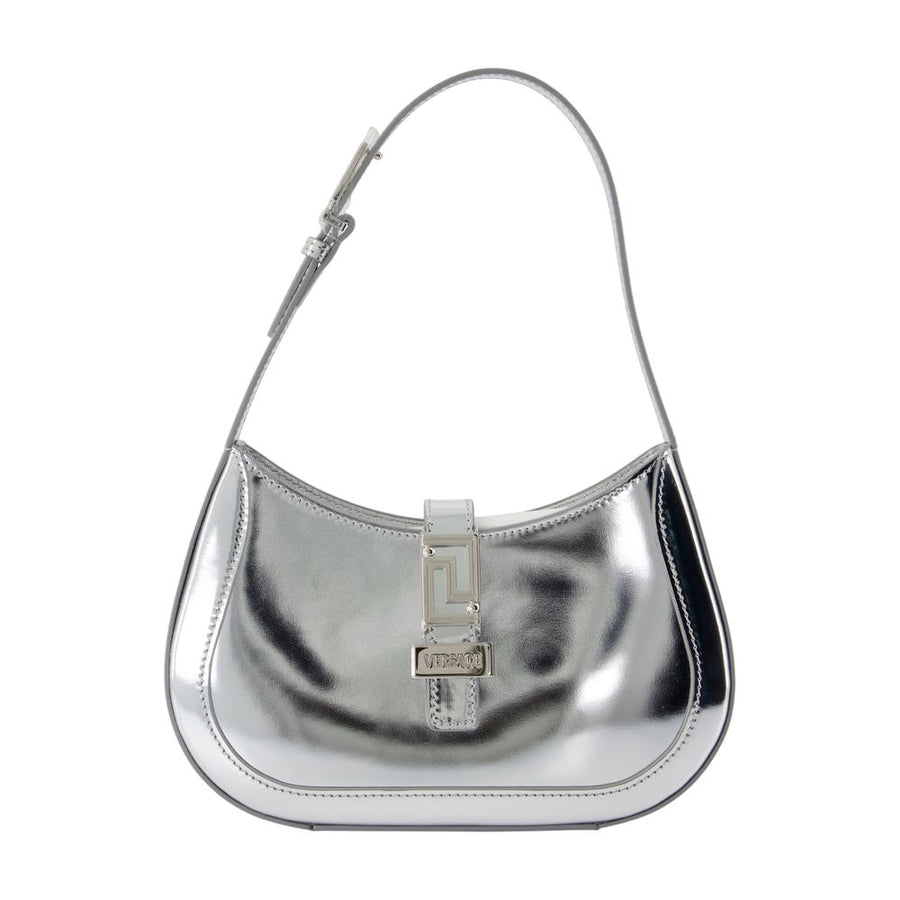 Versace Calfskin shoulder bag in silver