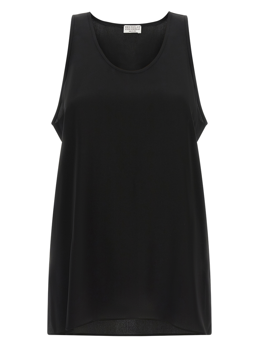 Brunello Cucinelli 100% Silk tank top in black