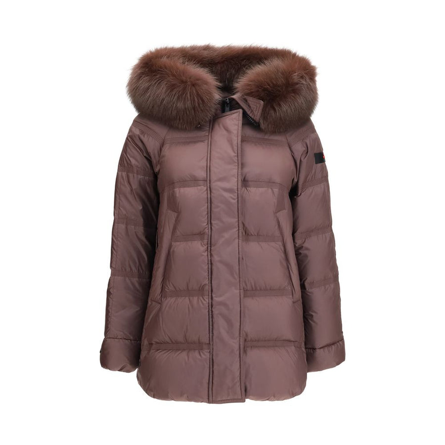 Bordeaux Polyester Full-Length Jacket Clothing