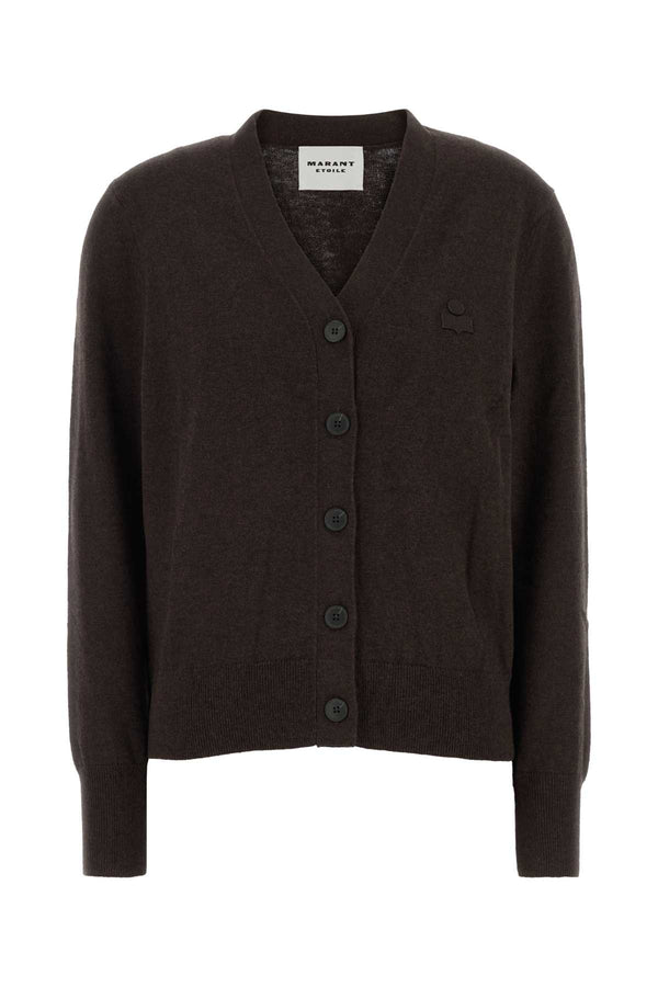 Chocolate Cotton Blend Karina Cardigan Exterior: Wool Maglieria
