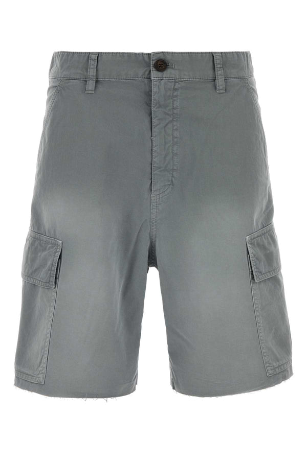 Grey Twill Bermuda Shorts Acciaio Exterior: Cotton Pantaloni