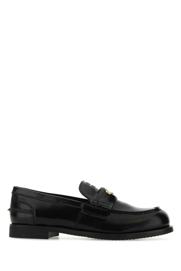 Miu Miu 100% calfskin leather loafer in black