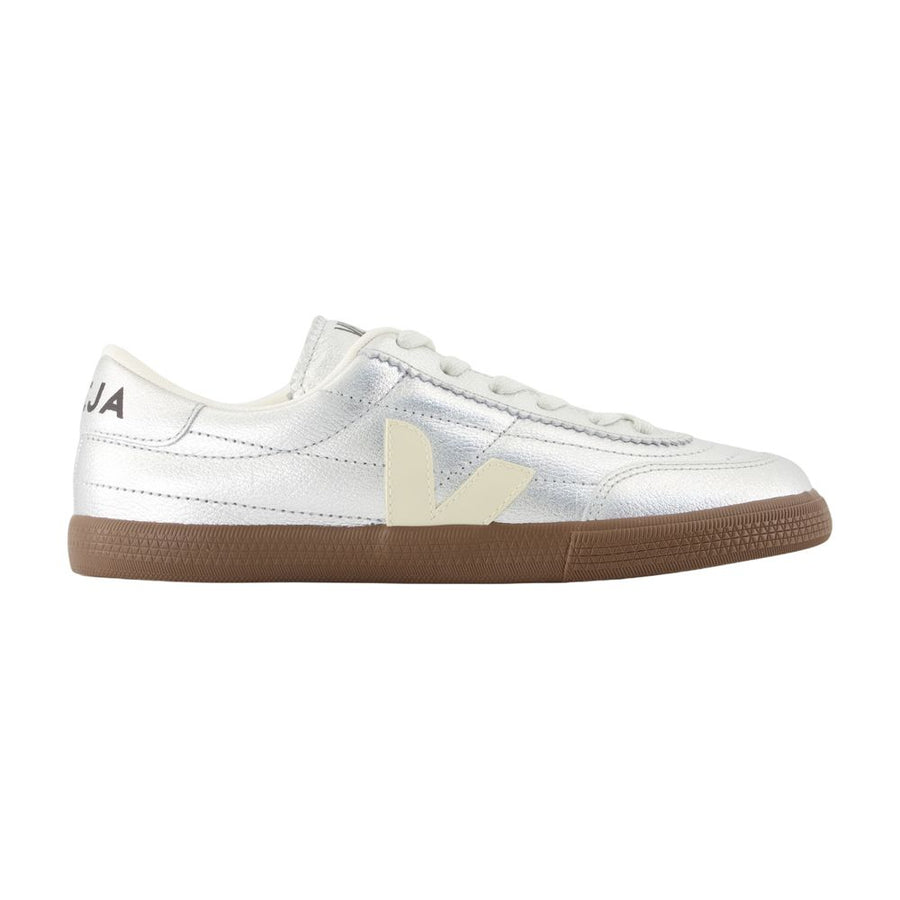 Veja Calfskin leather sneaker in silver