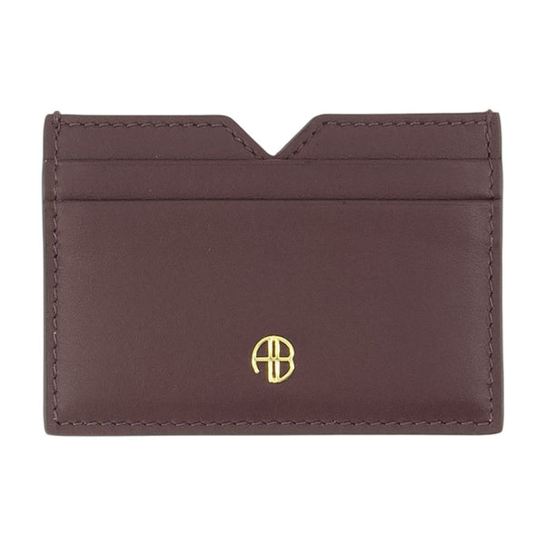 Calli Card Holder - Anine Bing Leather Burgundy Calfskin Accessories / Card-holder
