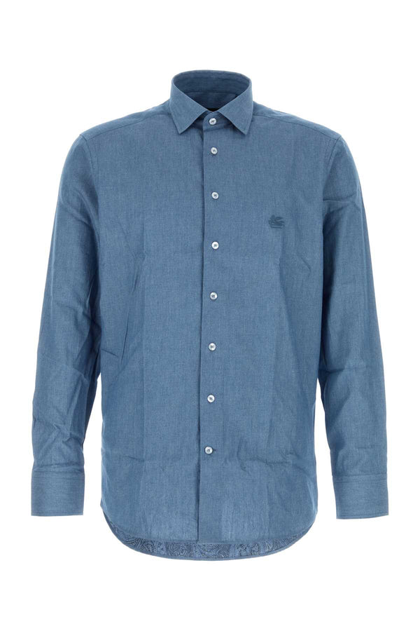 Air Force Blue Chambray Shirt X0880 Exterior: Cotton Camicie
