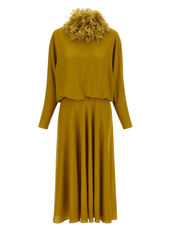 Bicolor Silk Midi Dress