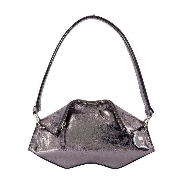 Alexander McQueen calfskin clutch in silver