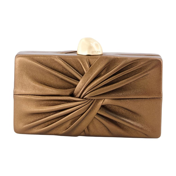 Cult Gaia calfskin clutch in brown