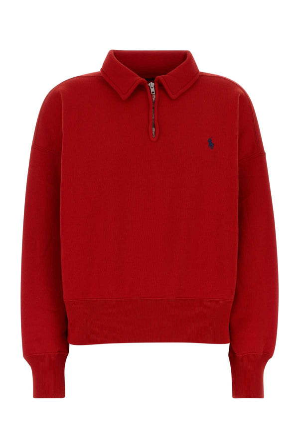 Red Cotton Blend Polo Shirt Veryred Exterior: Polyester Felpe