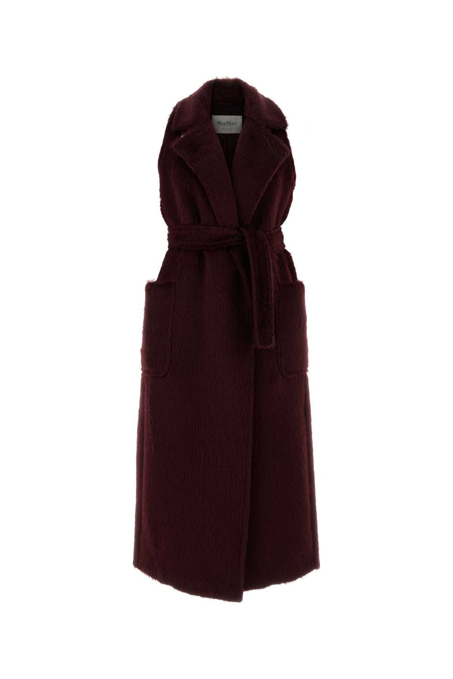 Max Mara Exterior: 75% Alpaca 25% Virgin wool coat in burgundy
