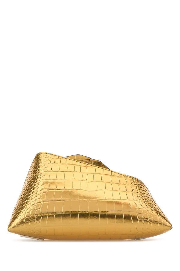 The Attico Exterior: 100% Bovine leather; Lining: 100% Fabric clutch in gold