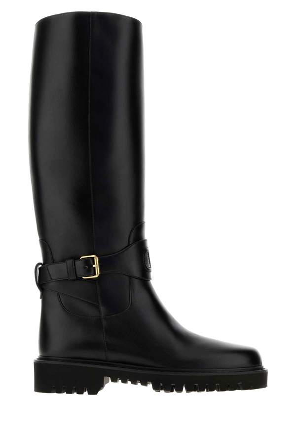 Black Leather Vlogo Signature Boots Nero Stivali