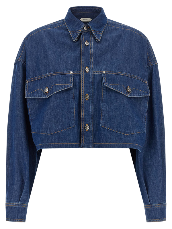 Versace Cotton denim jacket in blue