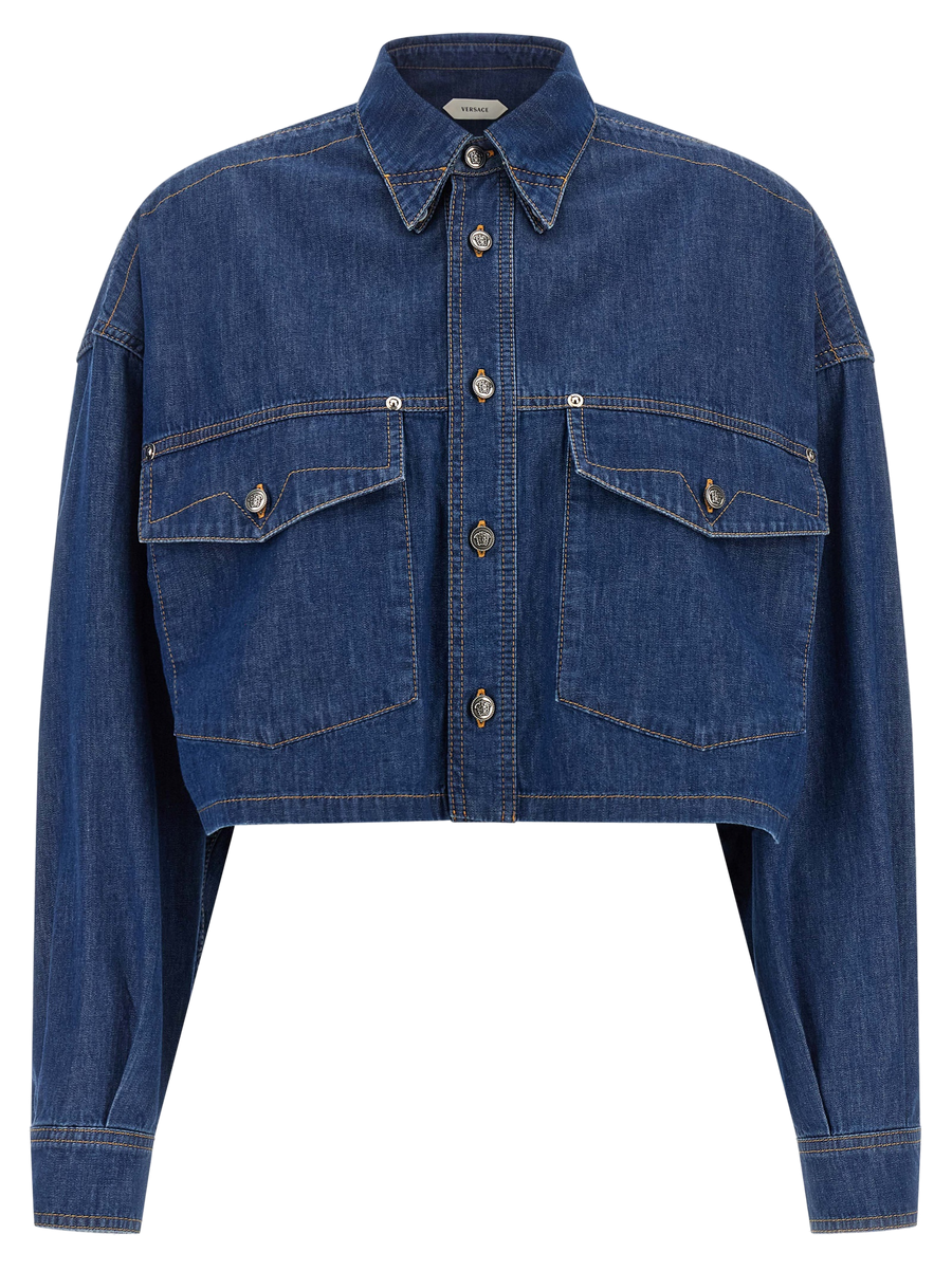 Versace Cotton denim jacket in blue