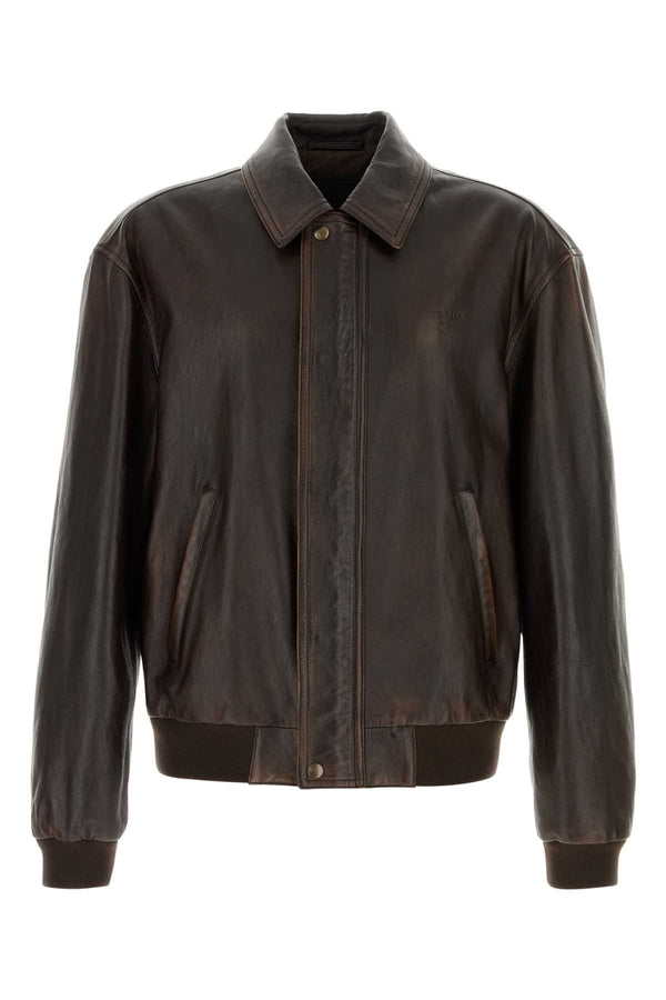 Prada Pelle Leather jacket in brown