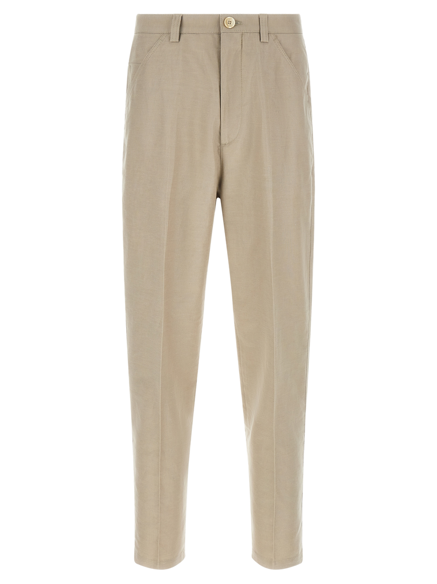 Brunello Cucinelli 69% cotton trousers in brown