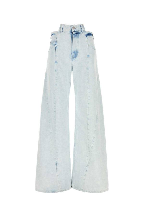 Denim Wide-Leg Jeans Bleachedindigoblue Exterior: Cotton