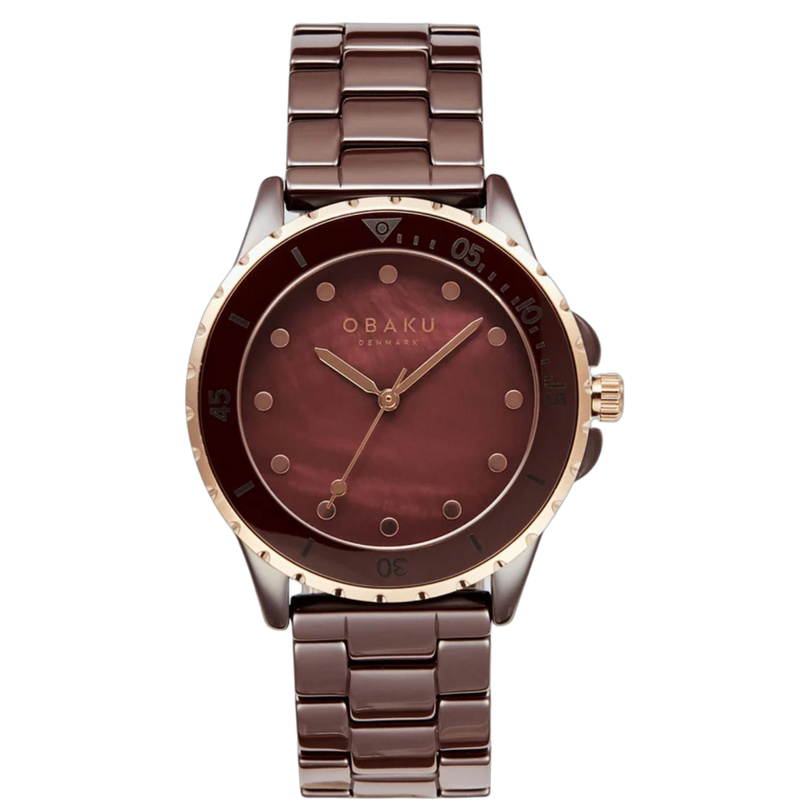 Obaku Stainless steel case watch in brown