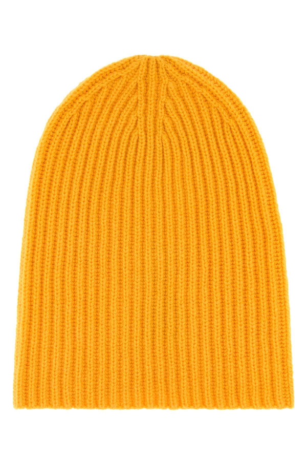 Yellow Cashmere Paradiso Beanie Hat Giallosole Exterior: Cuffie