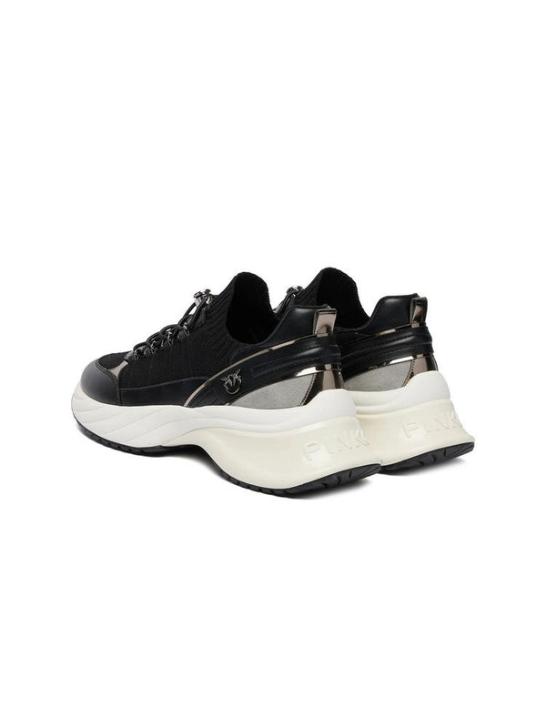Pinko Polyester/Polyurethane/Calf Leather upper; Polyurethane/Rubber sole sneaker in black