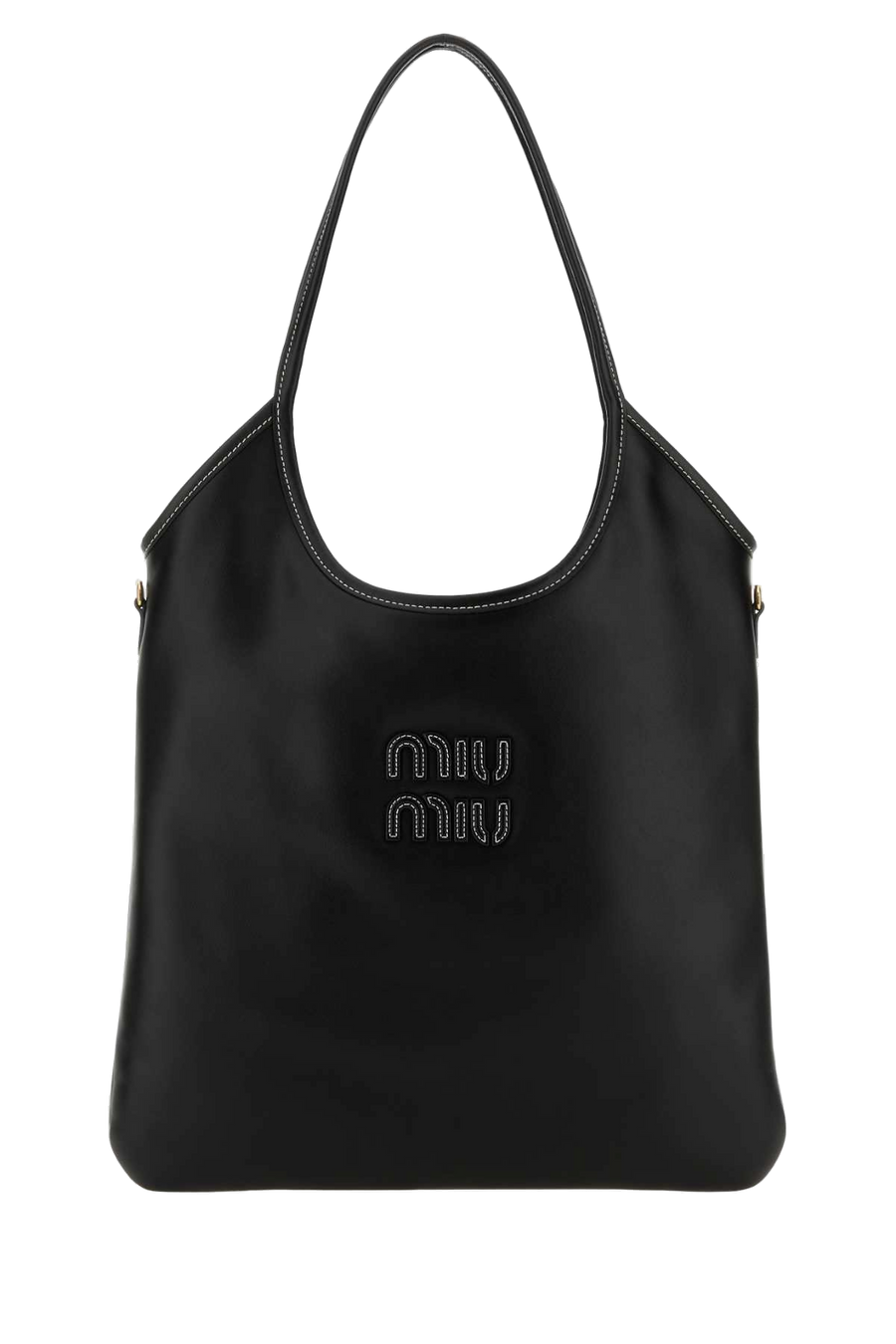 Black Leather Shopping Bag Nero Vitello