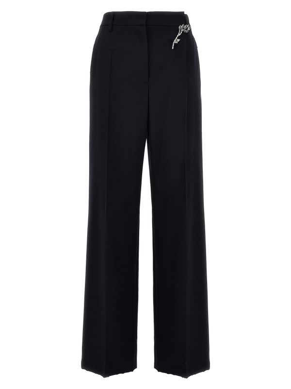 Blue Wool Casual Pants
