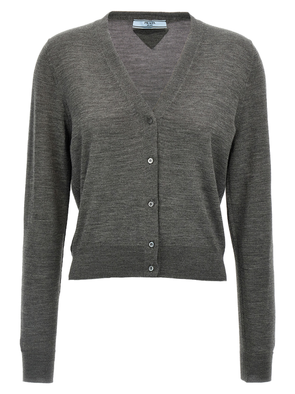 Gray Virgin Wool Cardigan Clothing
