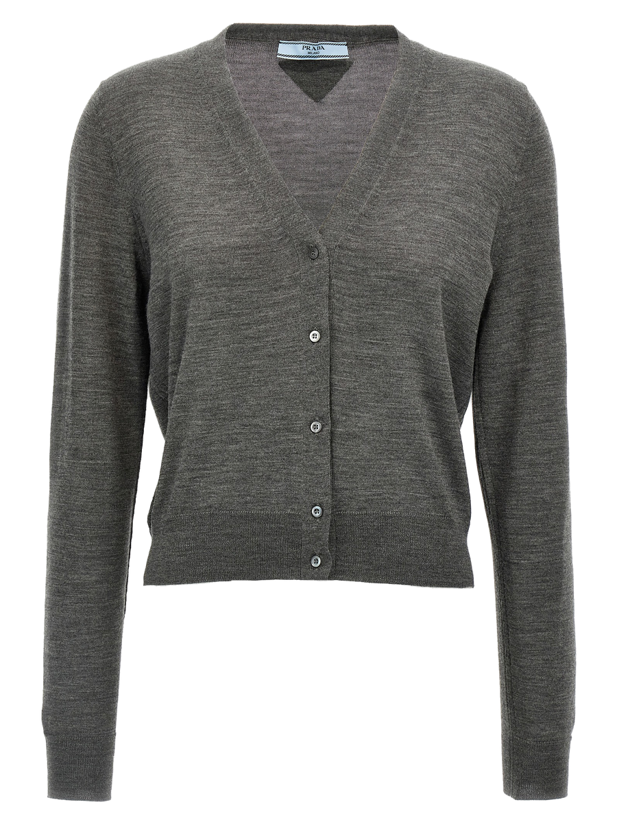 Gray Virgin Wool Cardigan Clothing