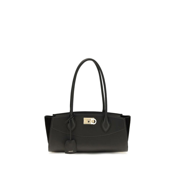 Ferragamo 100% Calf Leather Bos Taurus shoulder bag in black