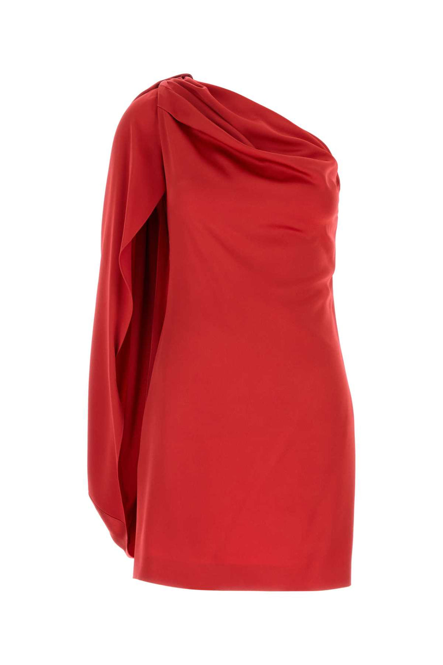 Red Satin One-Shoulder Mini Dress Tomato Exterior: Acetate Viscose Abiti