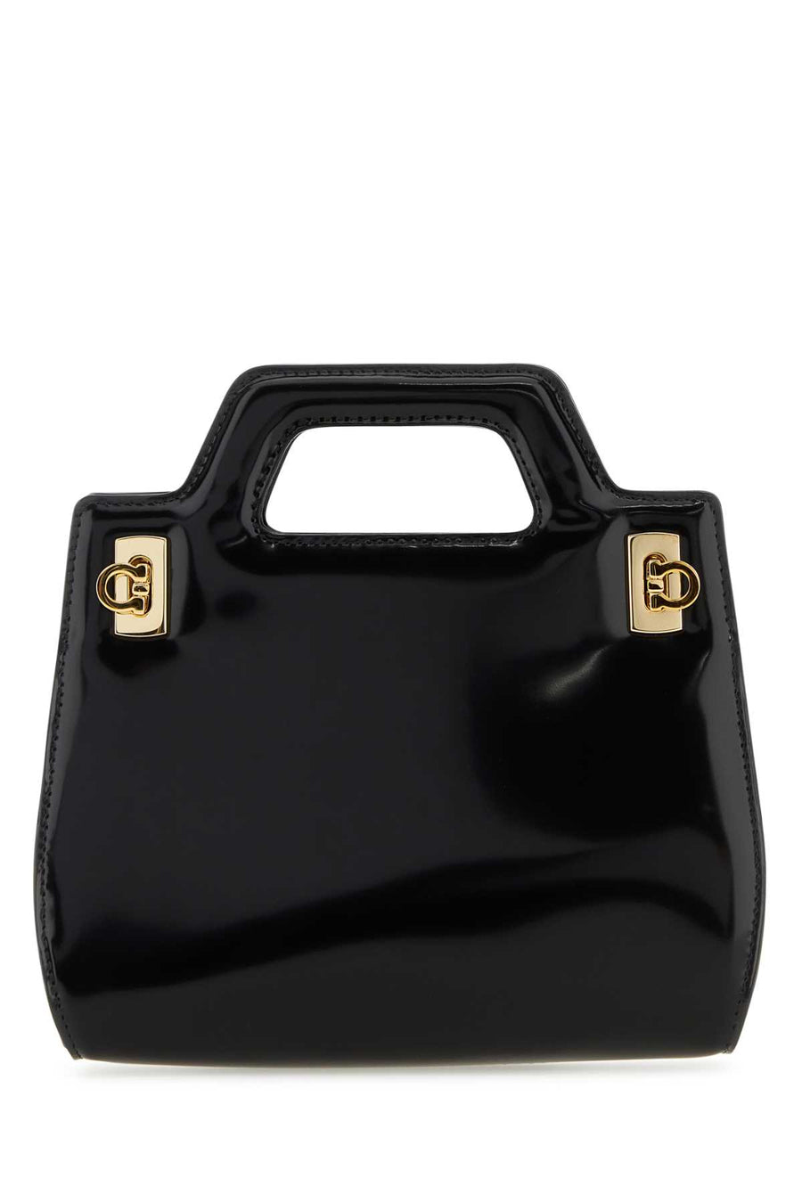 Ferragamo Exterior: 100% Calf; Lining: 100% Leather; Finishing: Golden metal mini bag in black