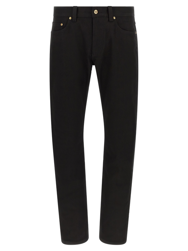 Black Cotton Straight-Leg Jeans Clothing