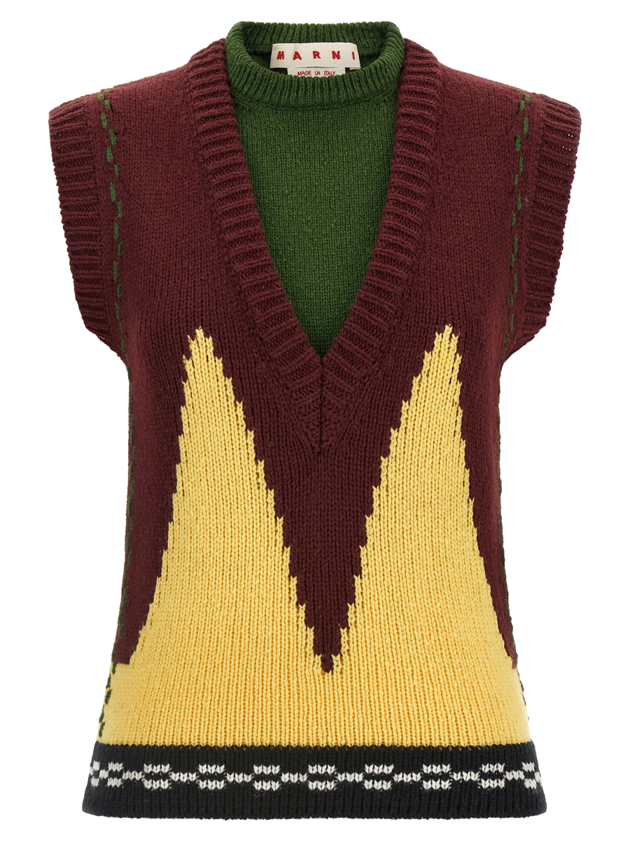 Bordeaux Wool Sleeveless Jacket Clothing