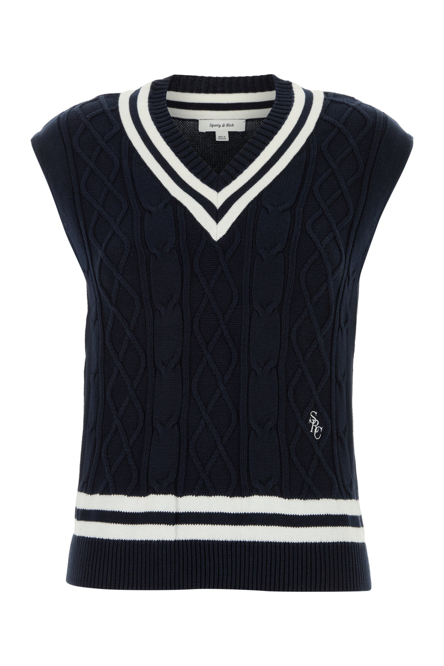 Sporty & Rich 100% Cotton sweater vest in navy