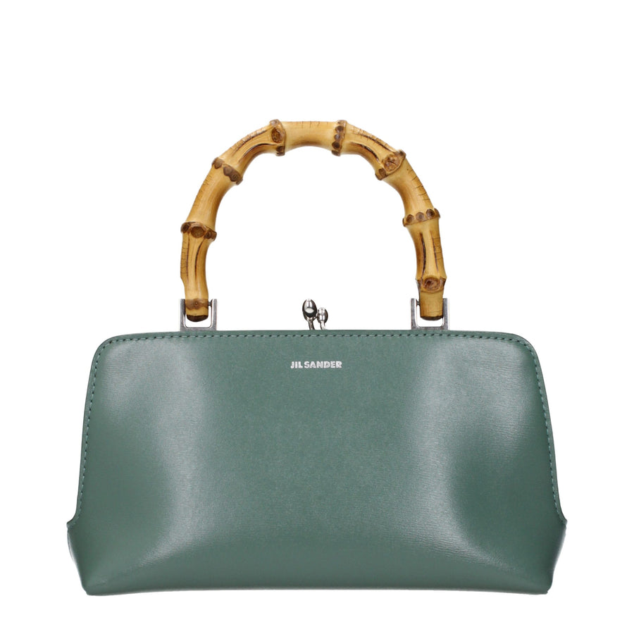 Jil Sander Leather top handle bag in green