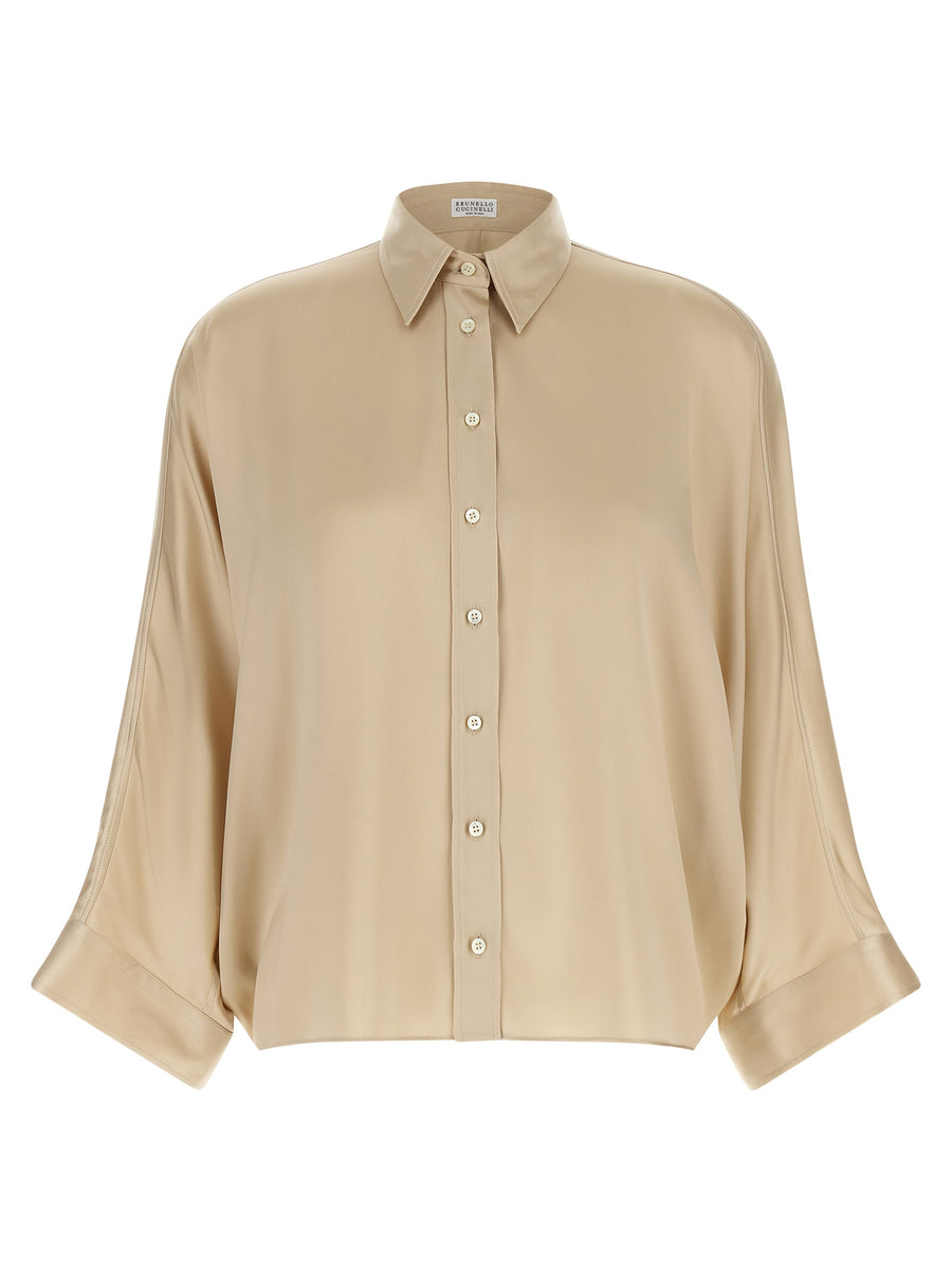 Brunello Cucinelli 96% silk blouse in beige