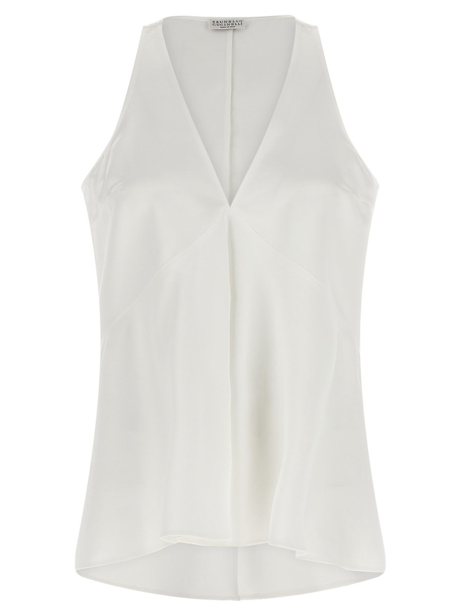 Brunello Cucinelli 68% cotton tank top in white