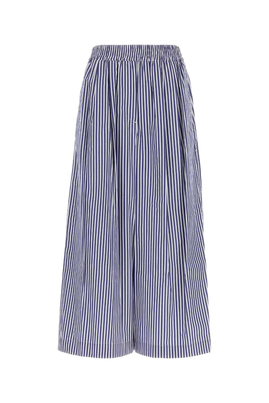 Embroidered Cotton Ottone Wide-Leg Pant Riga Bianca Blu Exterior: Pantaloni