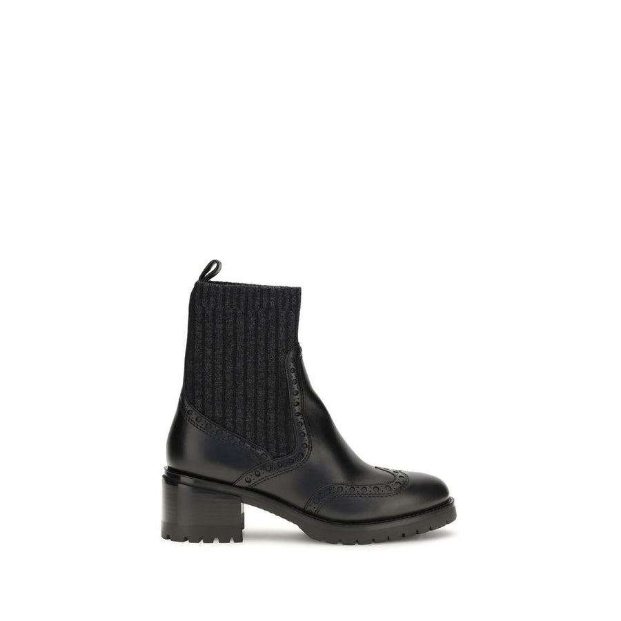 Santoni Upper: 22% Fabric ankle boot in black