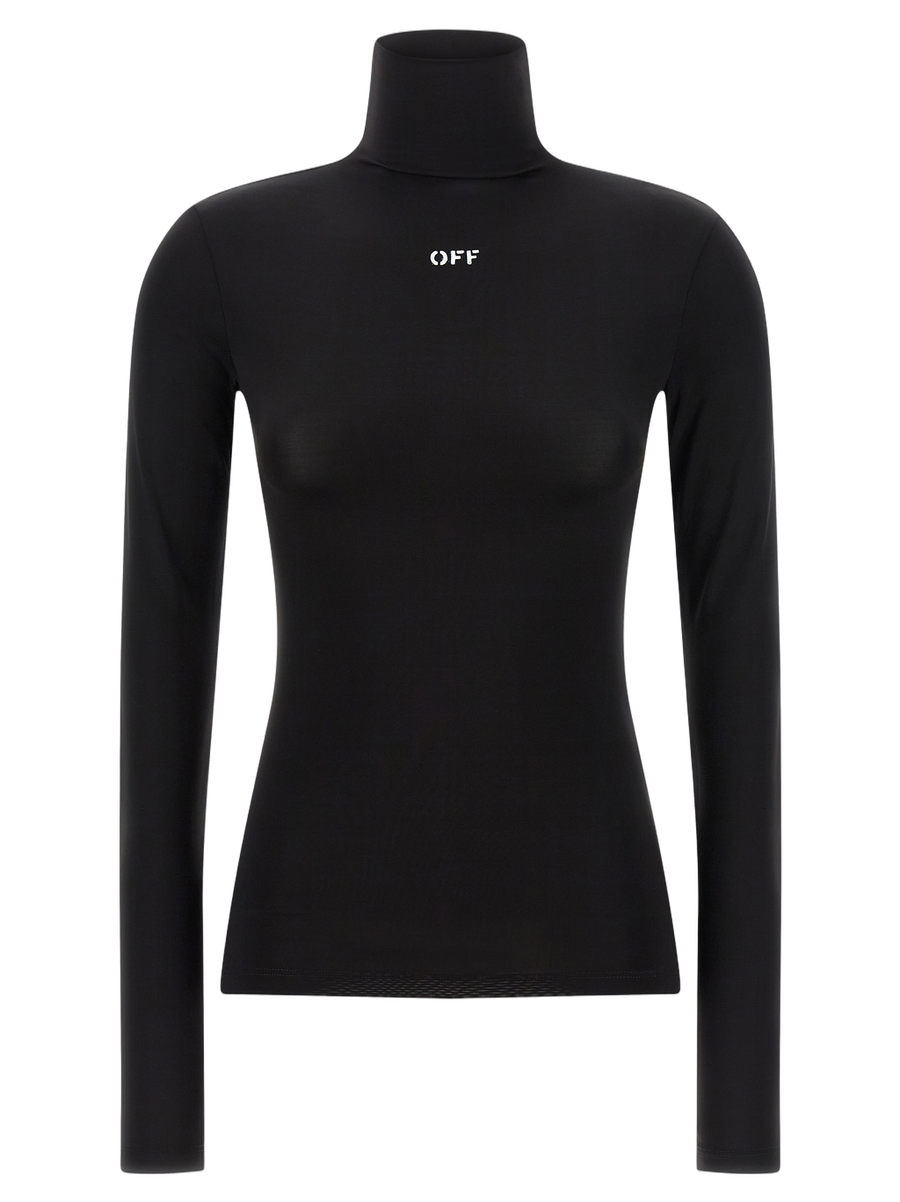Off-White 95% acetate turtleneck top in black