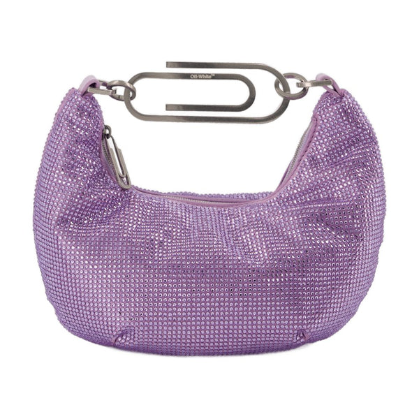 Off-White Rhinestone mesh top handle bag in purple