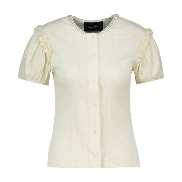 Pointelle Puff Sleeve Cardigan - Simone Rocha Synthetic Ivory Ready-to-wear / Knitwear
