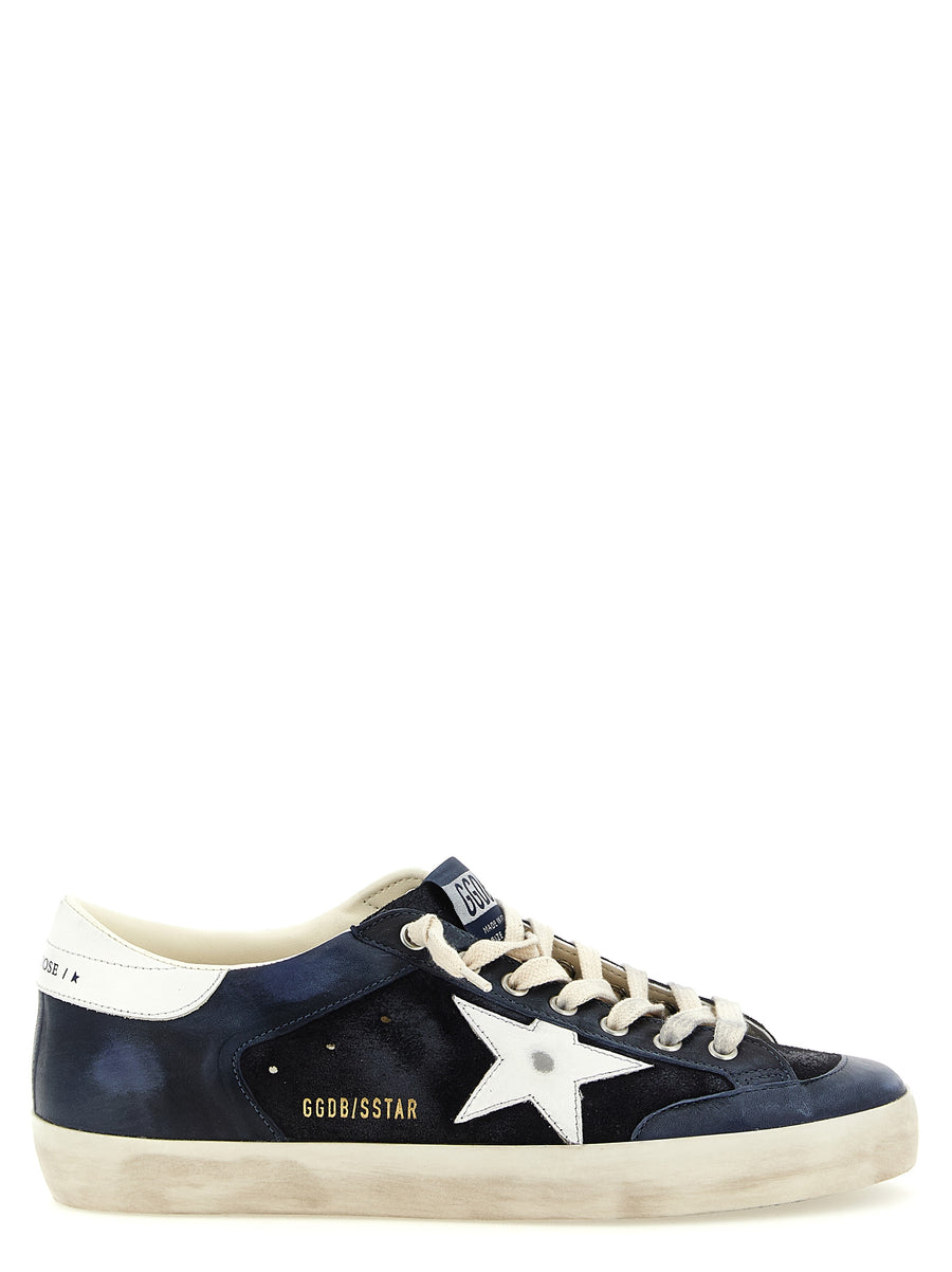 Blue Cowhide Low Top Sneakers