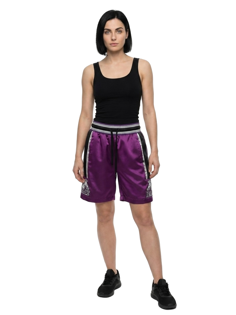 Purple Polyester Bermuda Shorts