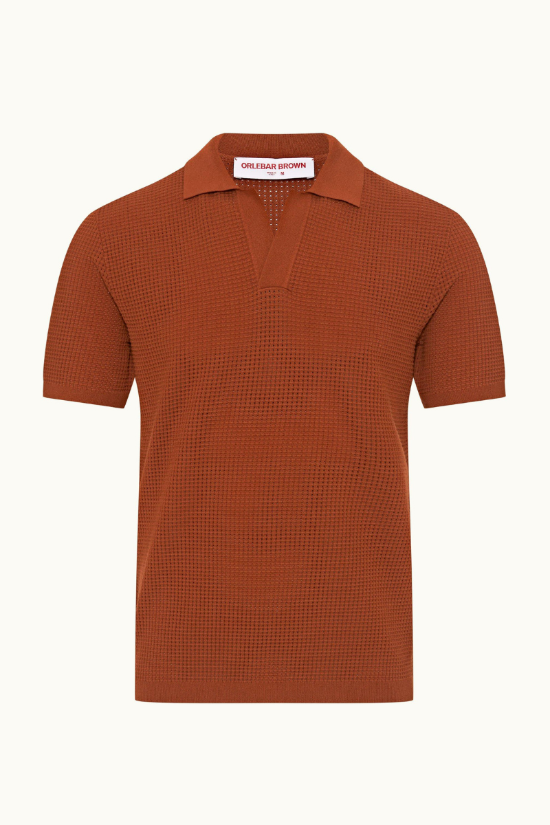 Orlebar Brown 70% Viscose polo in brown