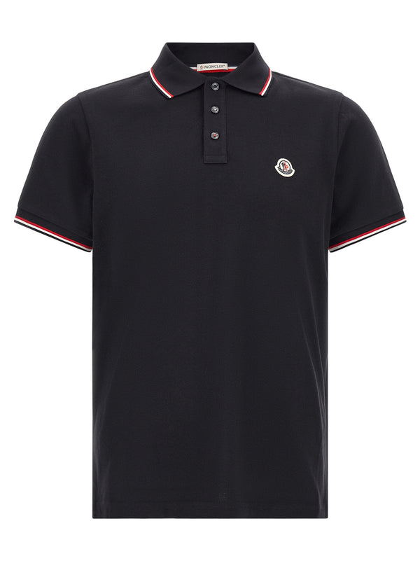 Moncler 100% cotton polo shirt in black